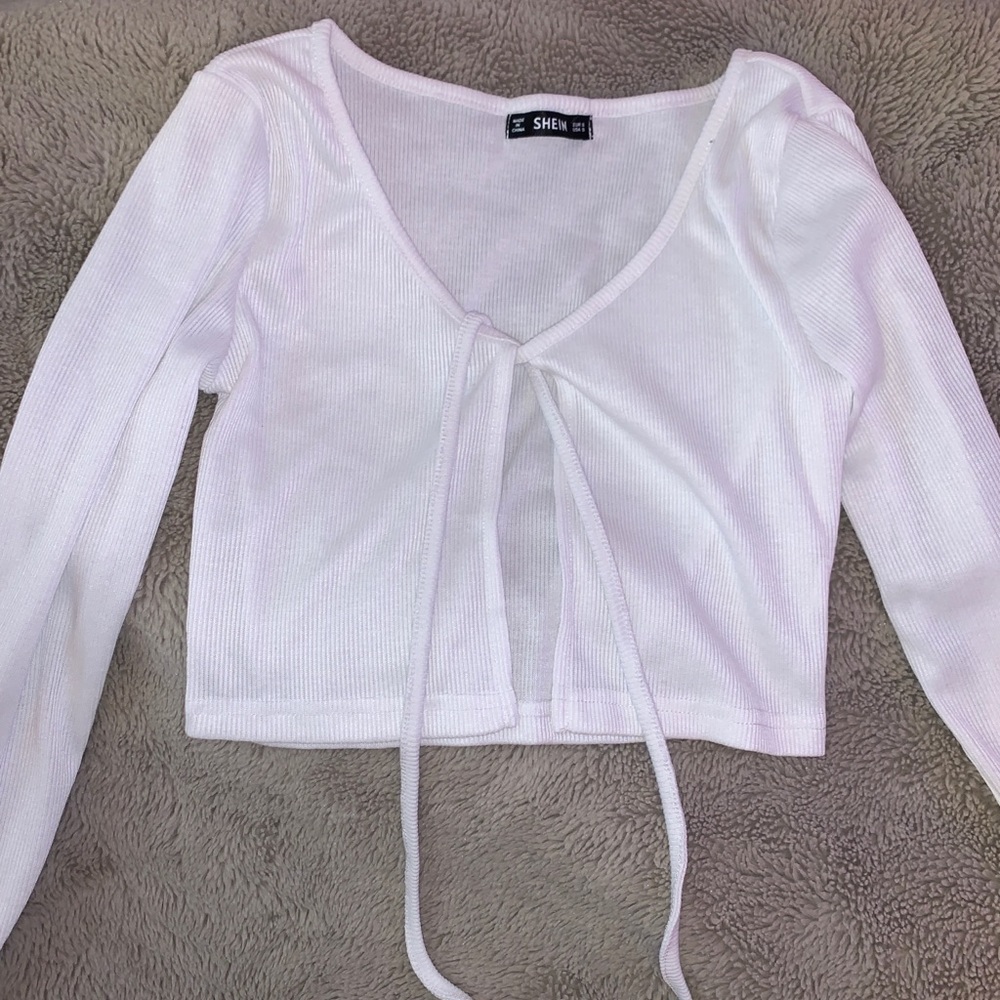 white shein tie top